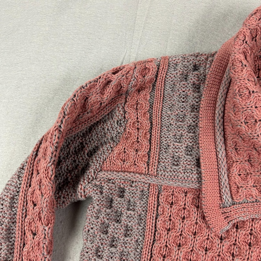 Aran Crafts Cardigan Sweater Womens M button Merino Wool Cable Knit Fisherman - Picture 5 of 15